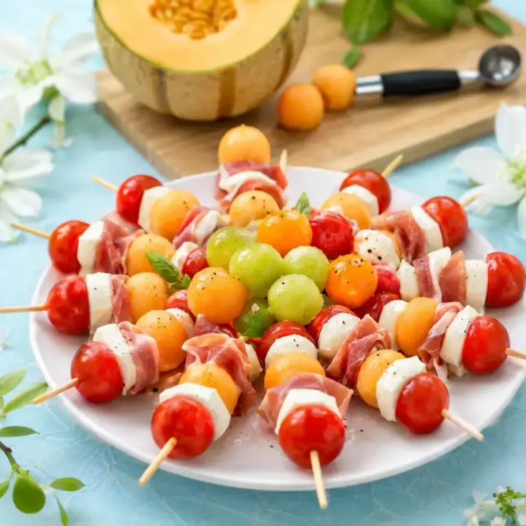Brochettes Melon, Jambon et Mozzarella : L&rsquo;Apéritif qui Éblouit !